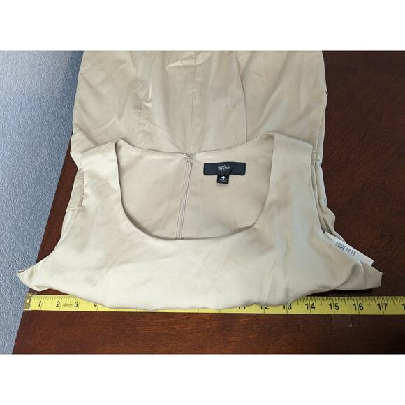 Mossimo Jumper Dress 4 Beige Khaki Tan Scoop Neck Sleeveless Pleated 269336 Mini - Picture 6 of 11